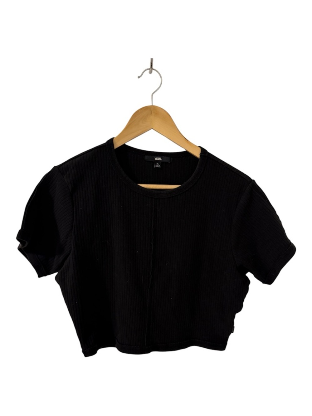 Vans Black Ribbed Cropped Tee - Women's Casual Crew